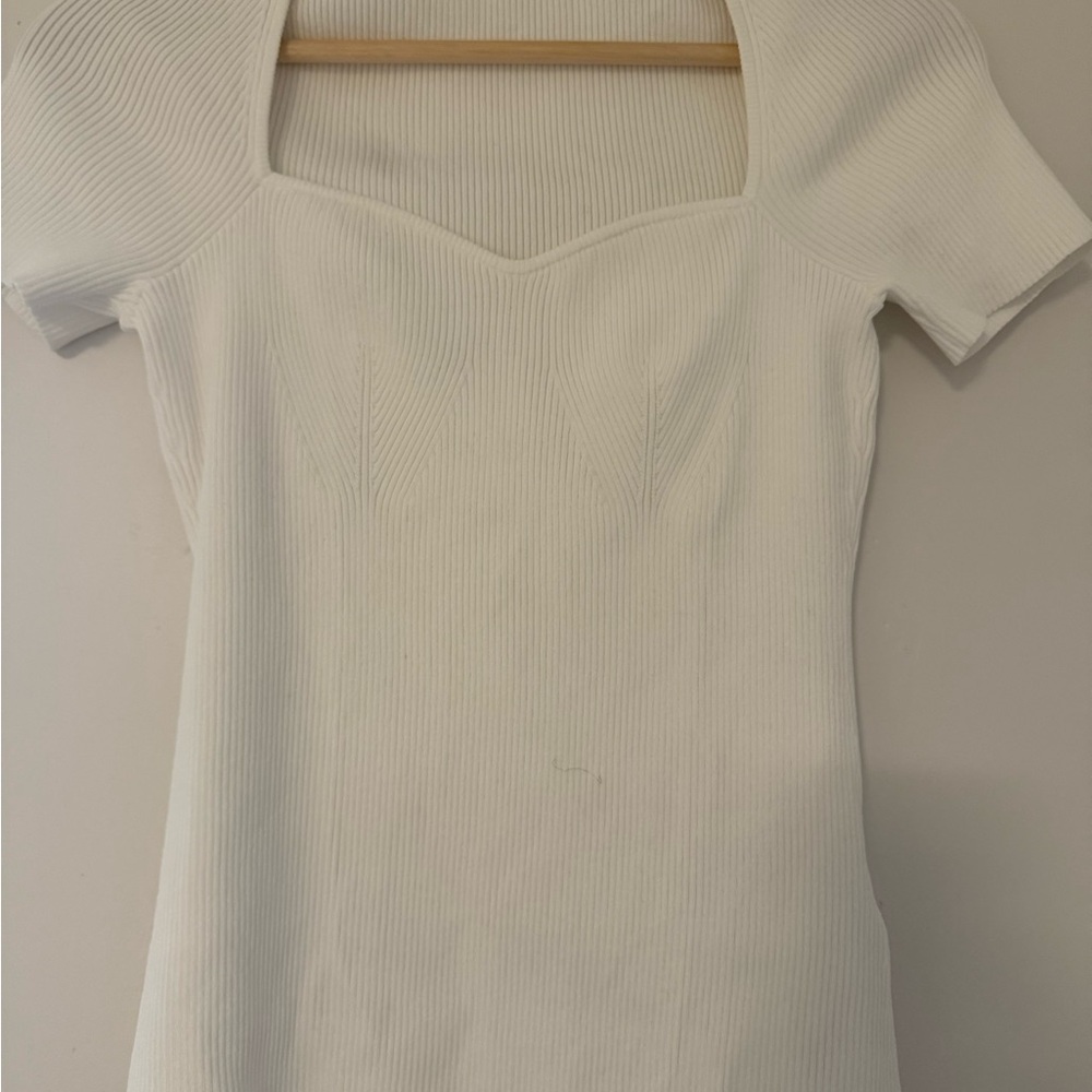 Maje White Ribbed Blouse